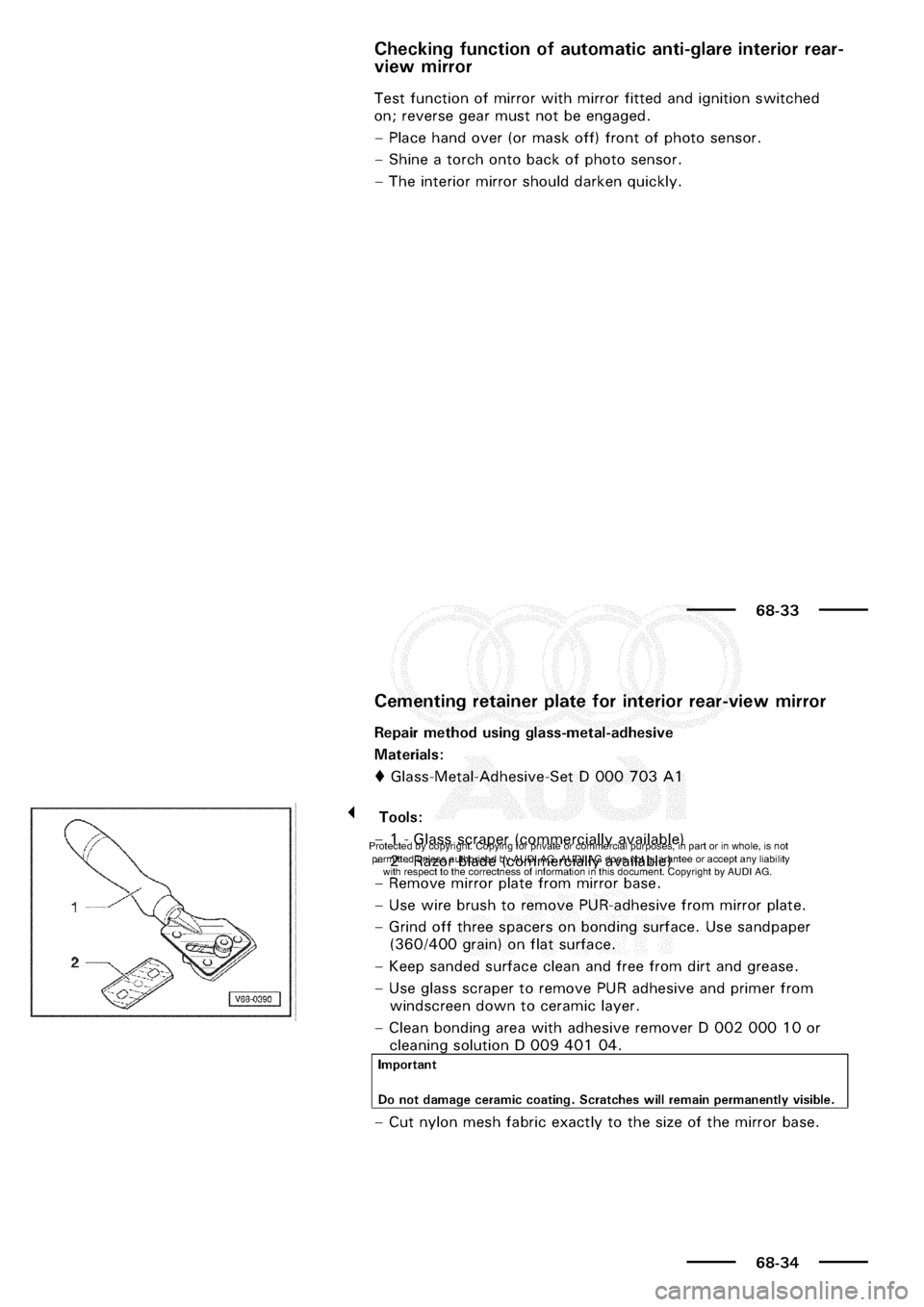 AUDI A3 2001 8L / 1.G General Body Assembly Interior Owners Manual 