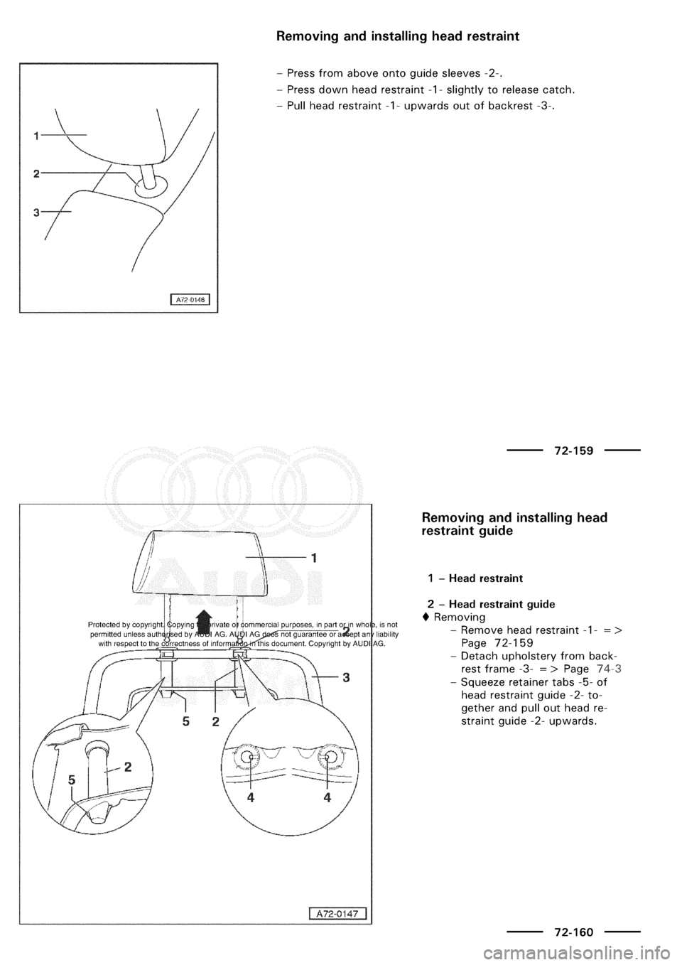 AUDI A3 1998 8L / 1.G General Body Assembly Interior Workshop Manual 