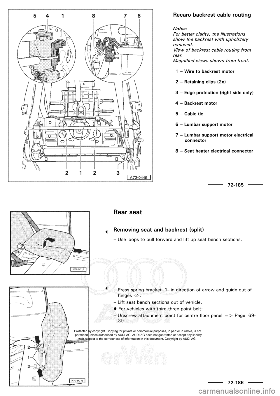 AUDI A3 1999 8L / 1.G General Body Assembly Interior Workshop Manual 