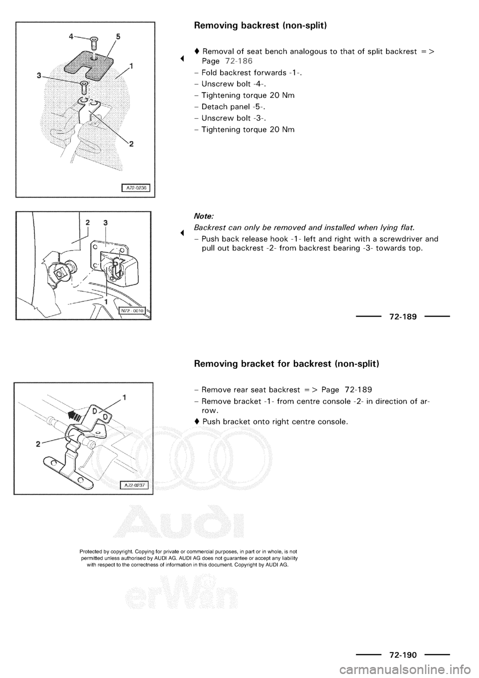 AUDI A3 2000 8L / 1.G General Body Assembly Interior Workshop Manual 