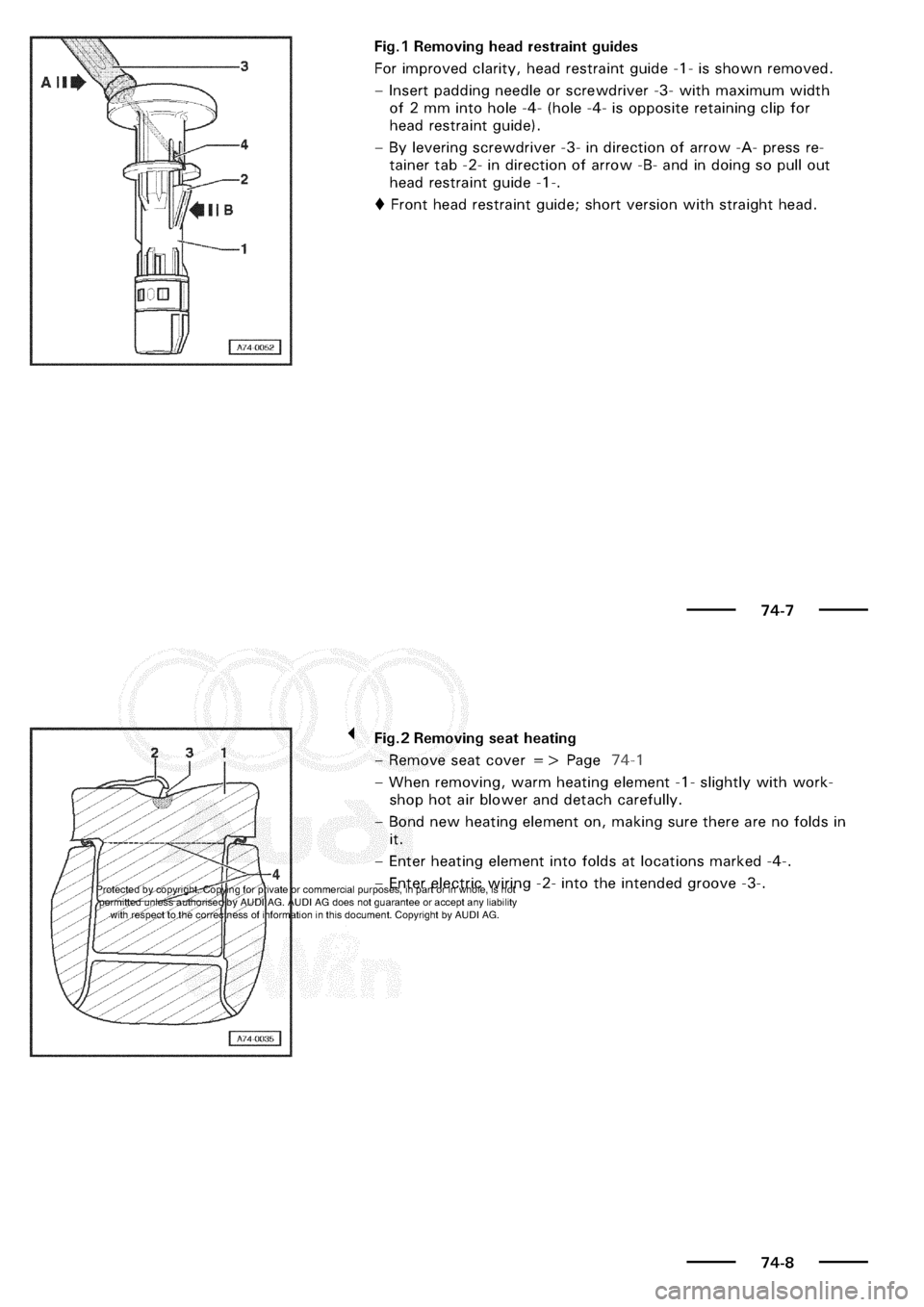 AUDI A3 2003 8L / 1.G General Body Assembly Interior Workshop Manual 