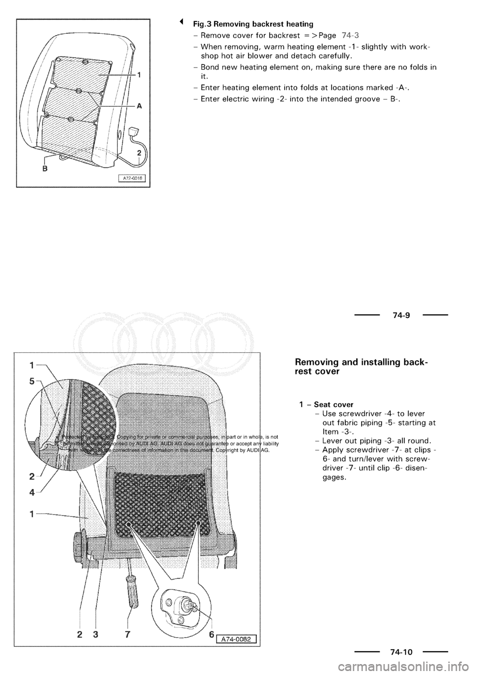 AUDI A3 1997 8L / 1.G General Body Assembly Interior Workshop Manual 