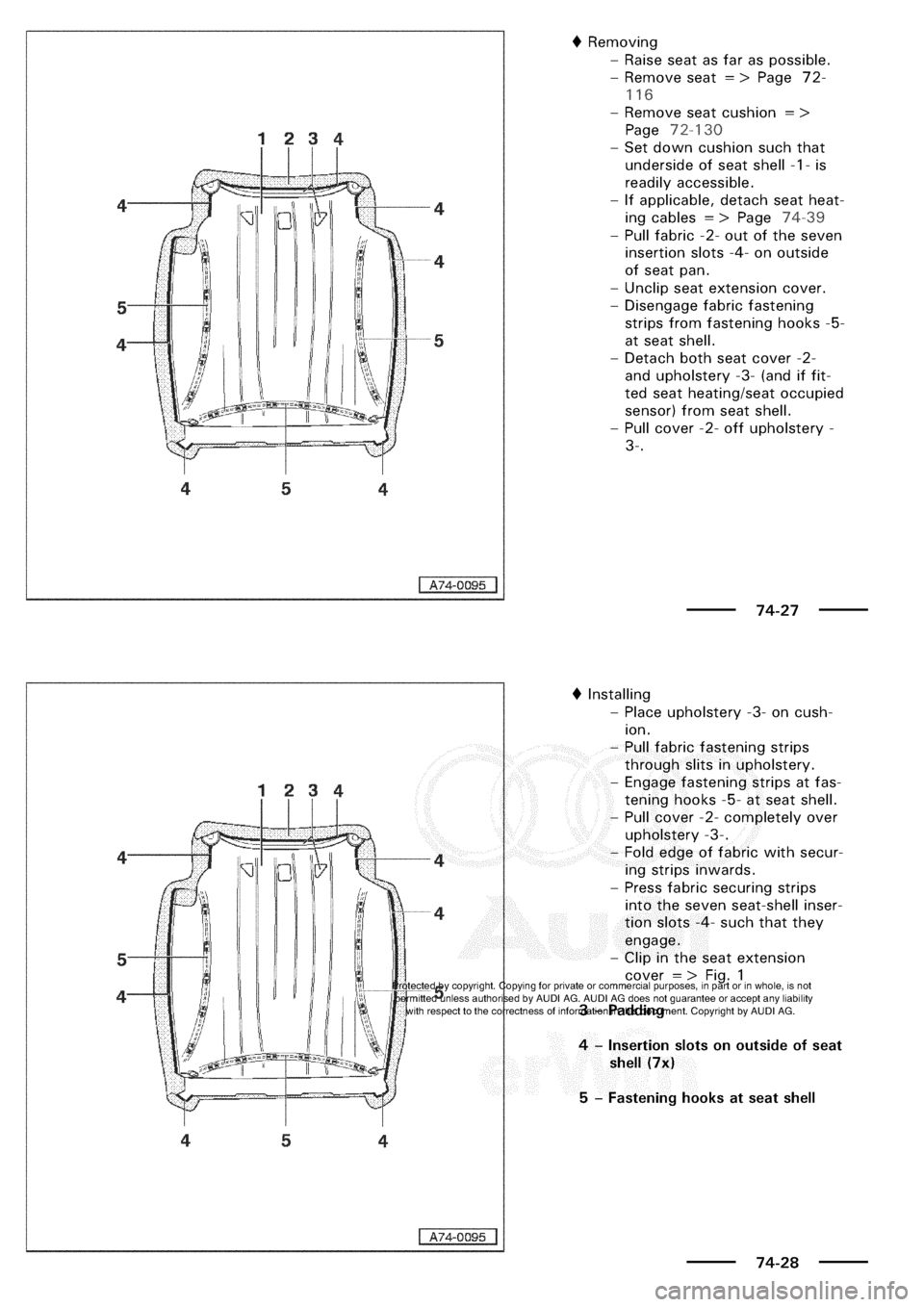 AUDI A3 2001 8L / 1.G General Body Assembly Interior Workshop Manual 