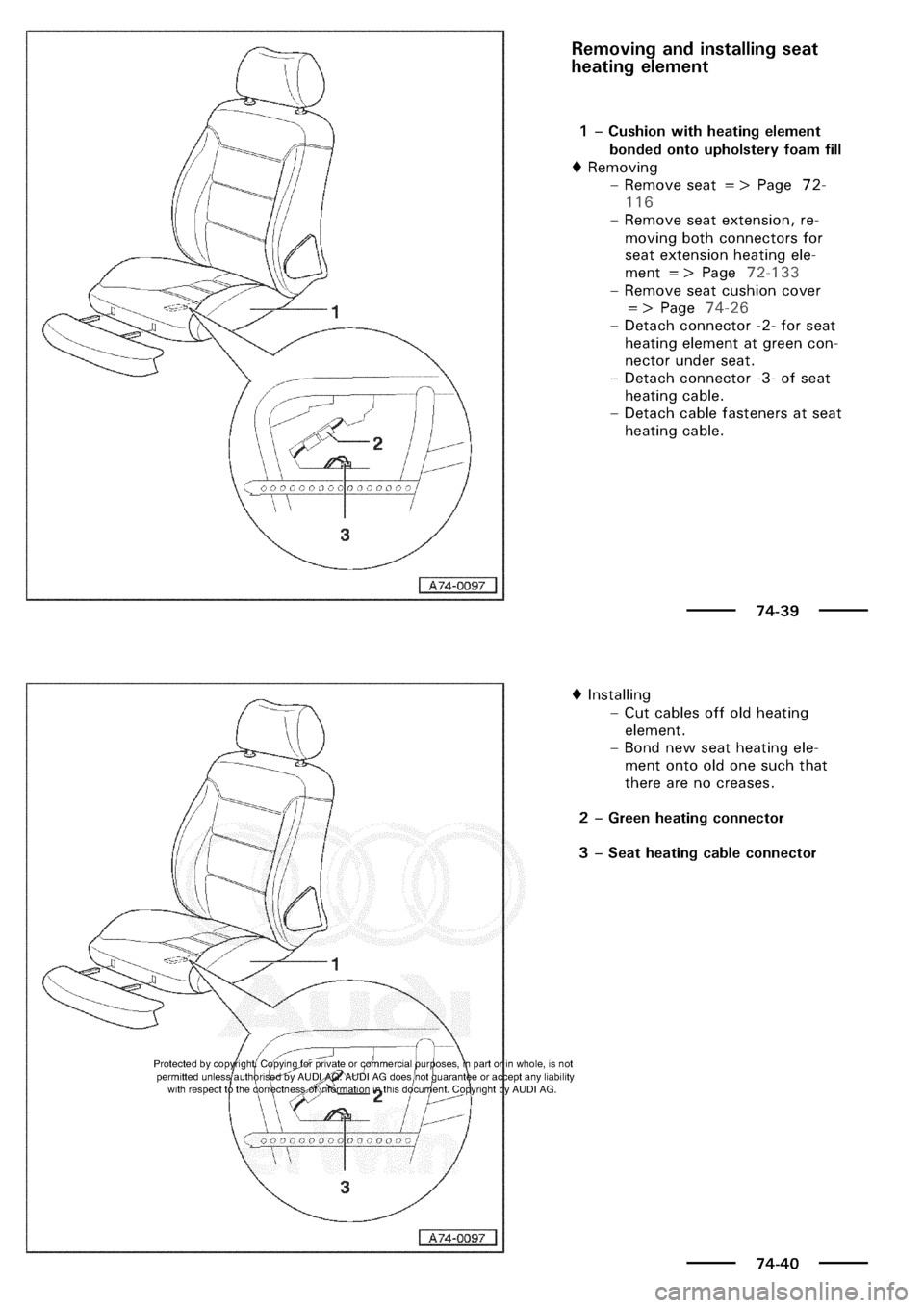 AUDI A3 1999 8L / 1.G General Body Assembly Interior Workshop Manual 