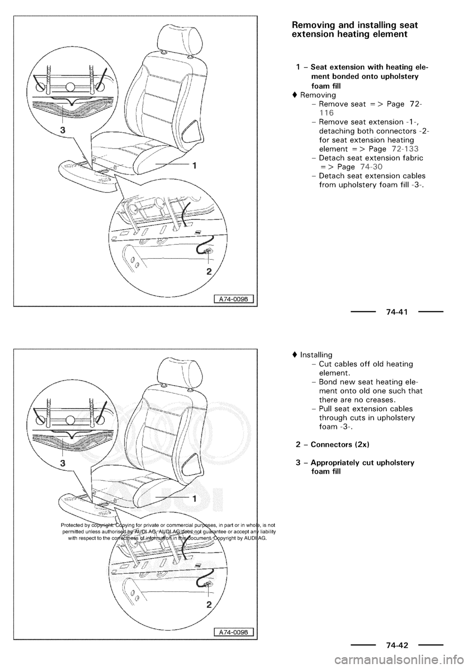 AUDI A3 2002 8L / 1.G General Body Assembly Interior Workshop Manual 