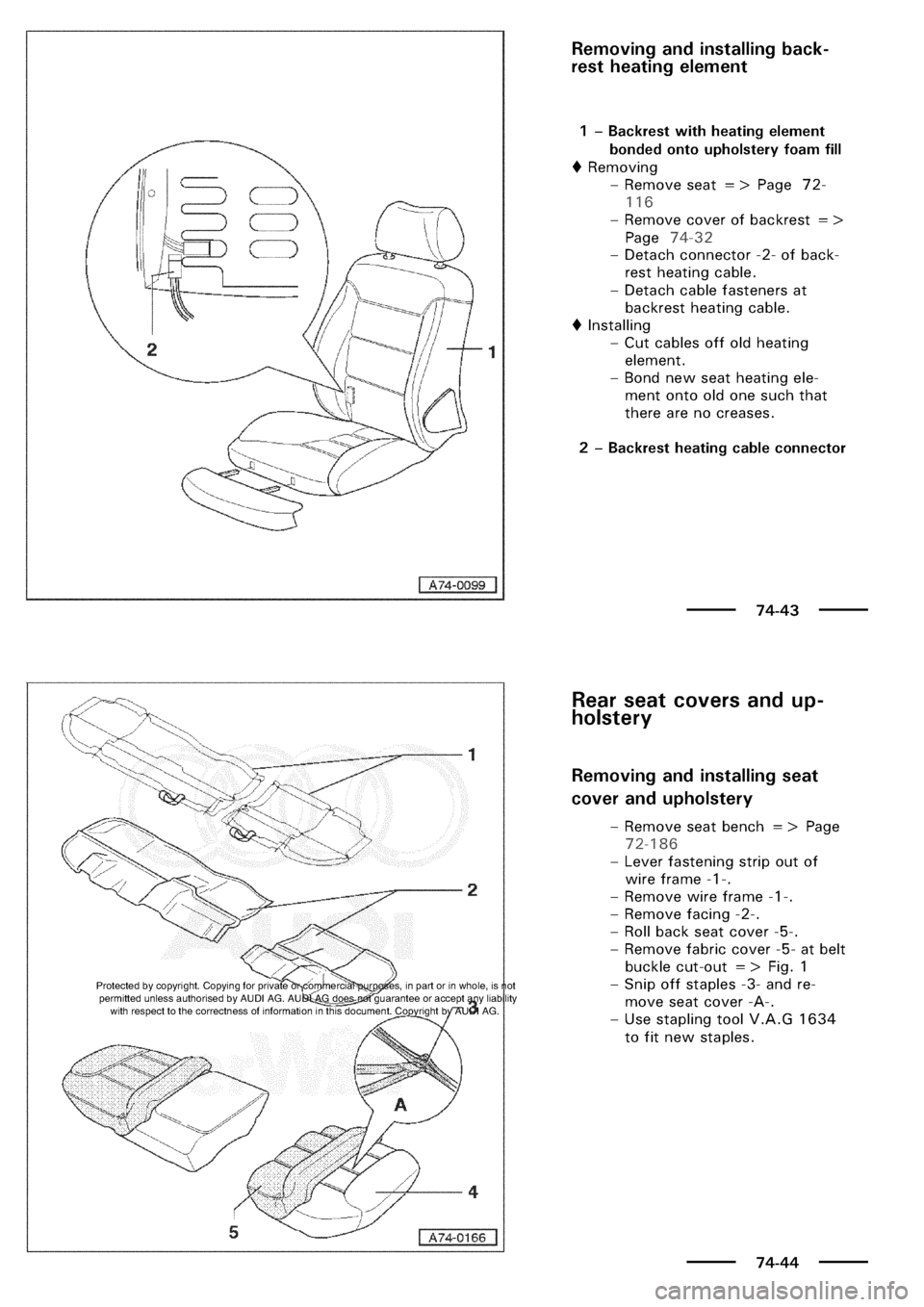 AUDI A3 1999 8L / 1.G General Body Assembly Interior Workshop Manual 