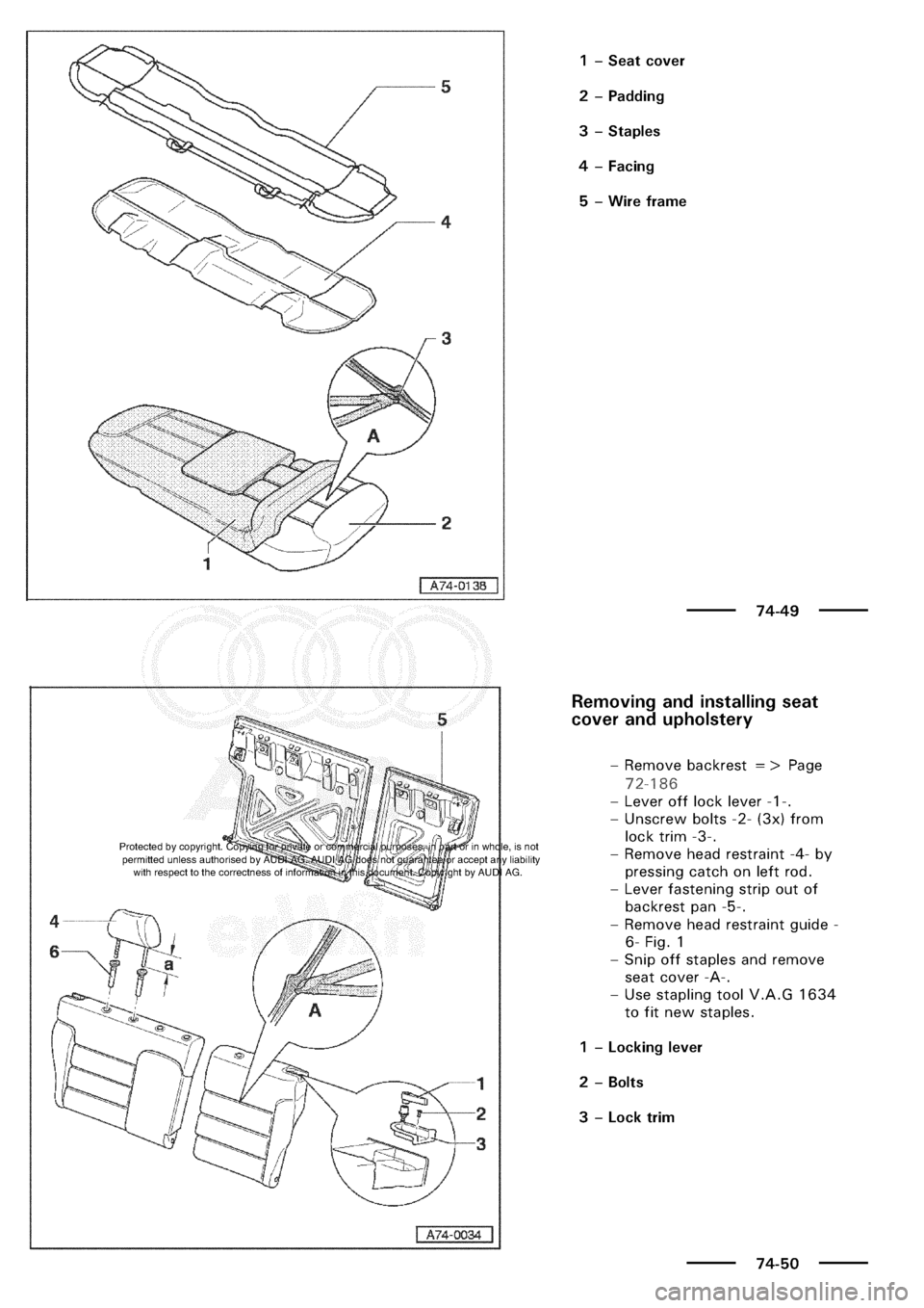 AUDI A3 2003 8L / 1.G General Body Assembly Interior Workshop Manual 