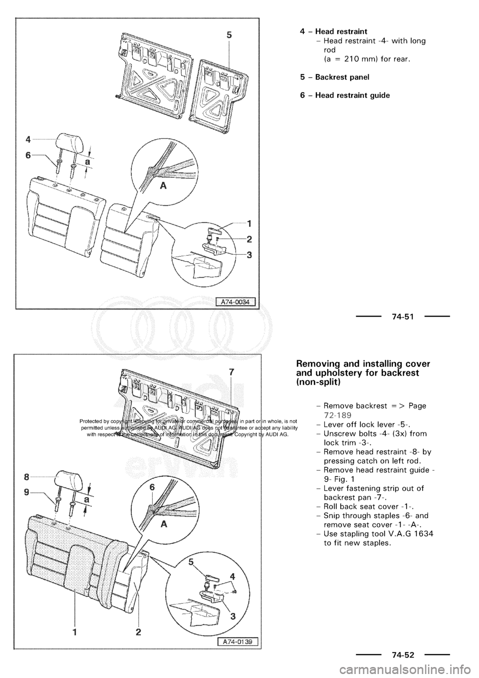 AUDI A3 2003 8L / 1.G General Body Assembly Interior Workshop Manual 