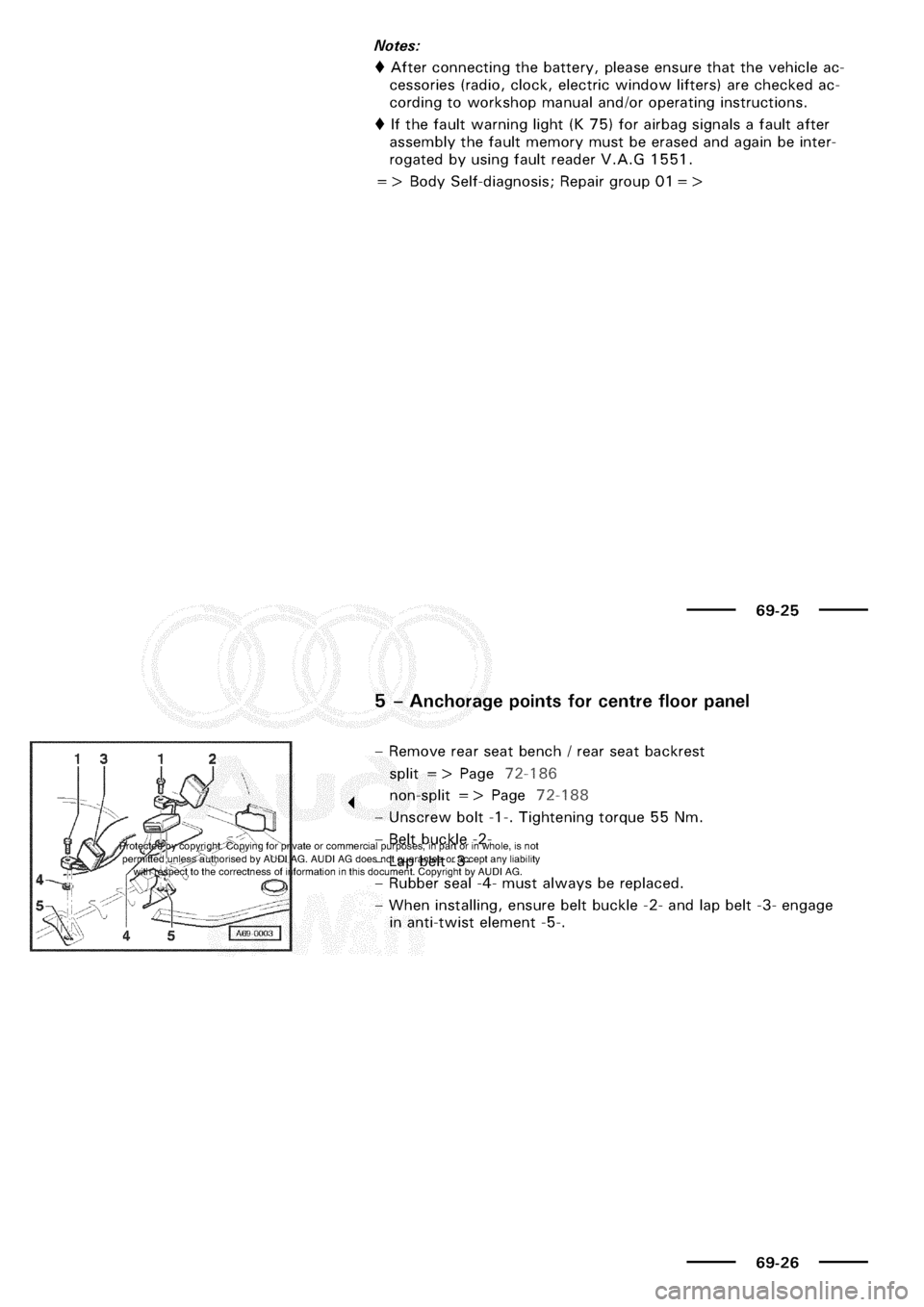 AUDI A3 2001 8L / 1.G General Body Assembly Interior Owners Guide 