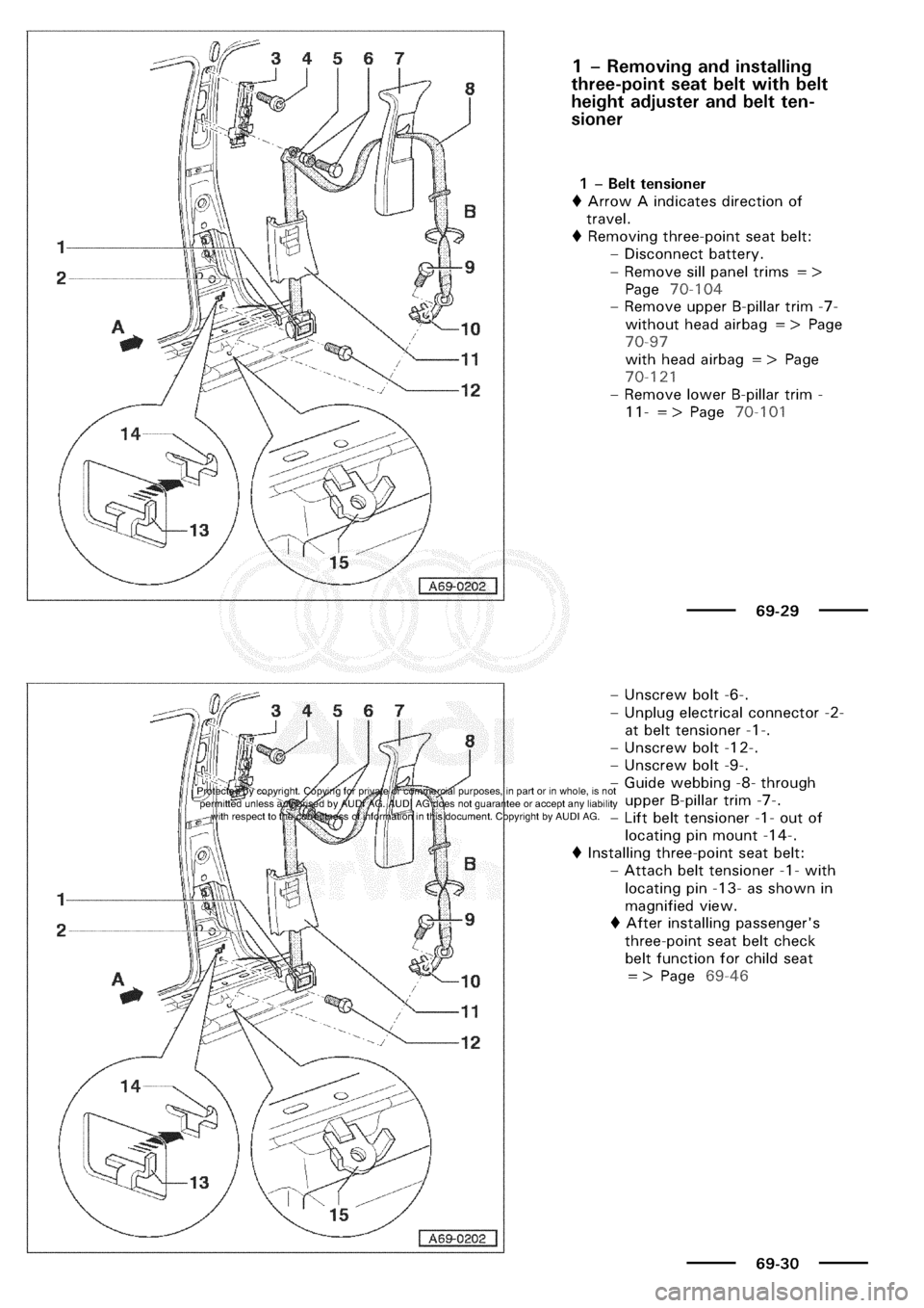 AUDI A3 1997 8L / 1.G General Body Assembly Interior Owners Guide 