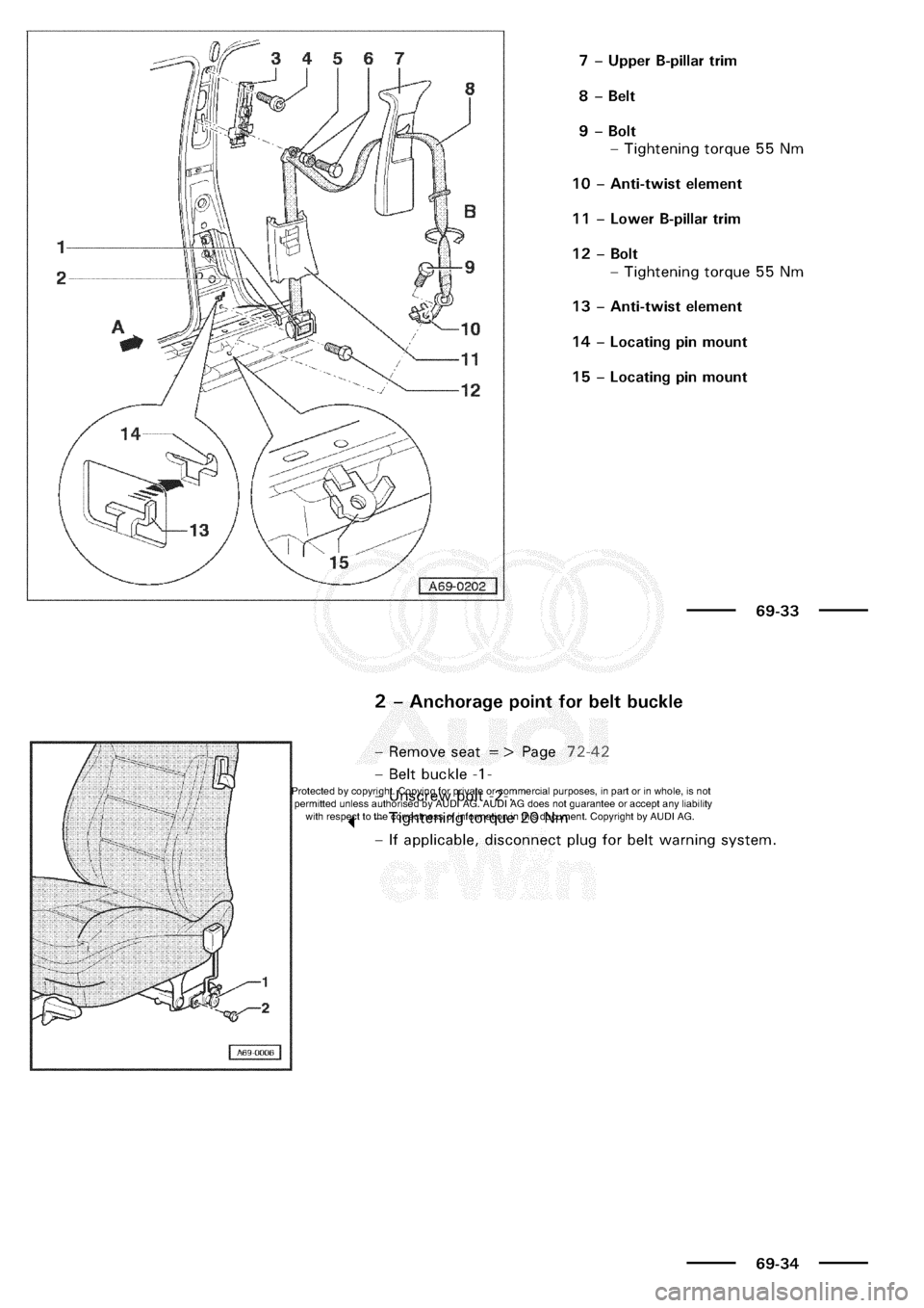 AUDI A3 2002 8L / 1.G General Body Assembly Interior Service Manual 
