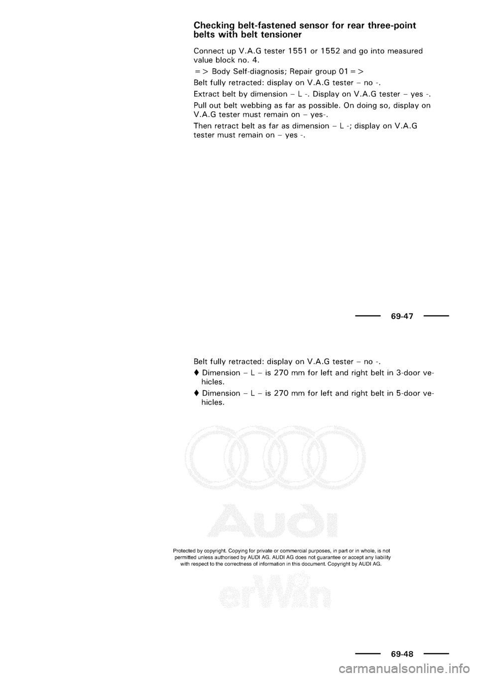 AUDI A3 2000 8L / 1.G General Body Assembly Interior Service Manual 