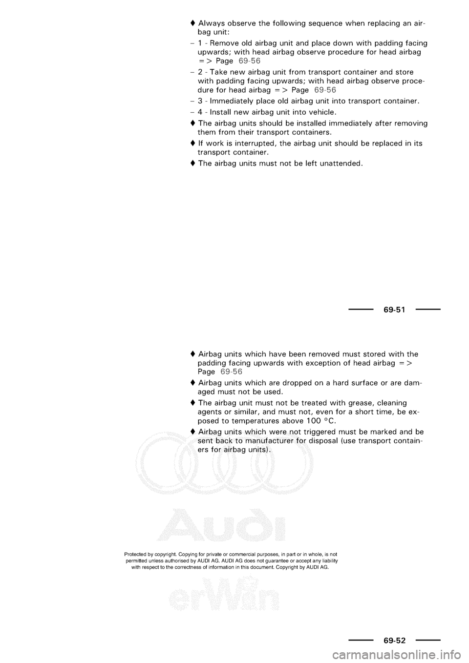AUDI A3 1999 8L / 1.G General Body Assembly Interior Repair Manual 