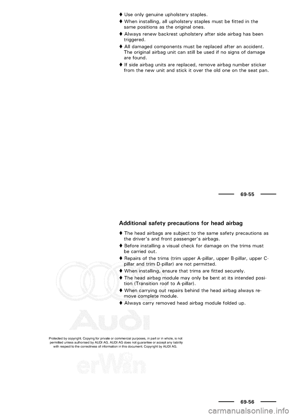 AUDI A3 2002 8L / 1.G General Body Assembly Interior Repair Manual 