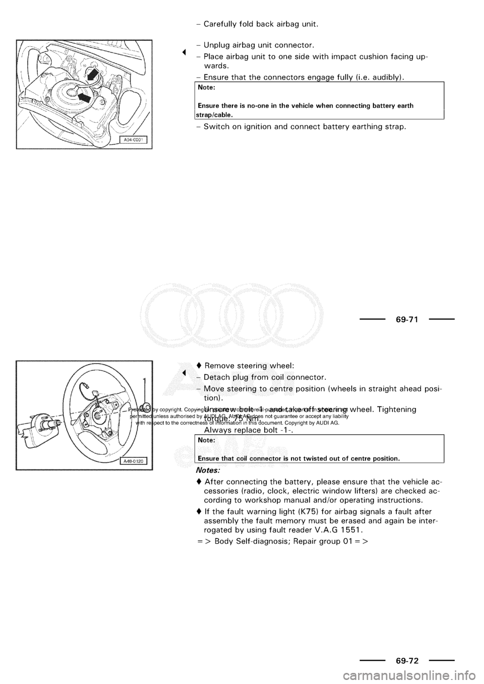 AUDI A3 1997 8L / 1.G General Body Assembly Interior Repair Manual 
