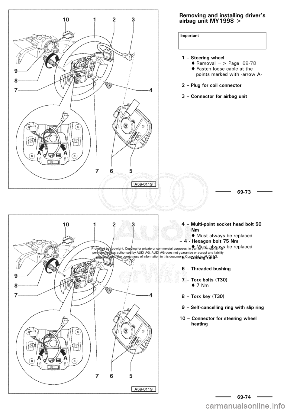AUDI A3 2003 8L / 1.G General Body Assembly Interior Repair Manual 