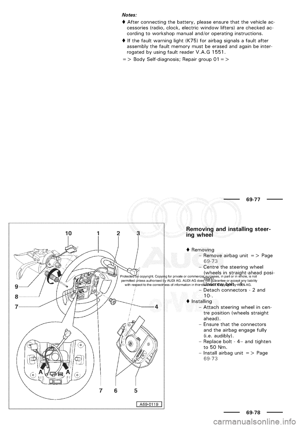 AUDI A3 2003 8L / 1.G General Body Assembly Interior Repair Manual 