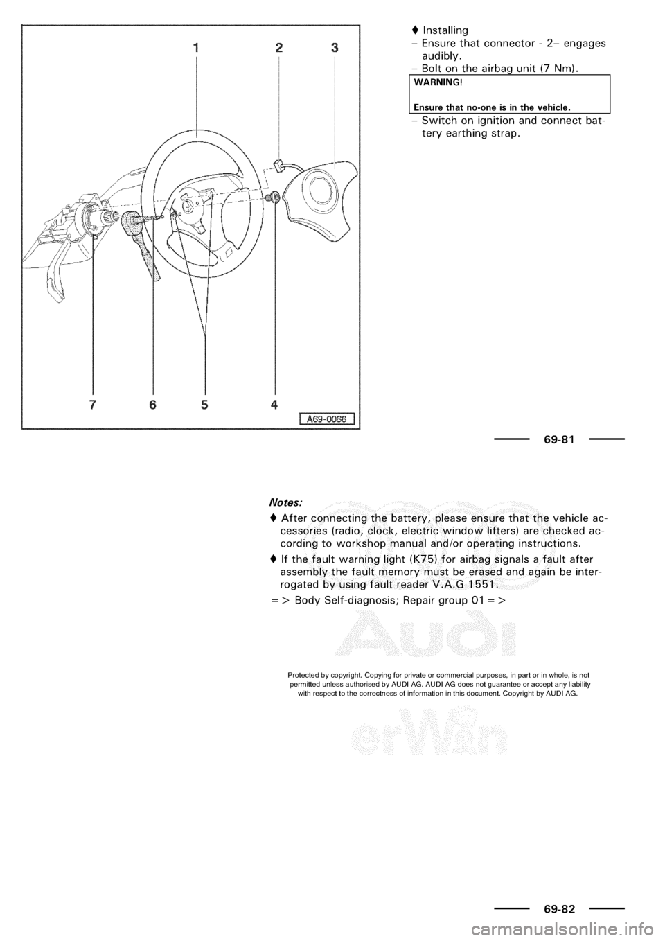 AUDI A3 2001 8L / 1.G General Body Assembly Interior Repair Manual 