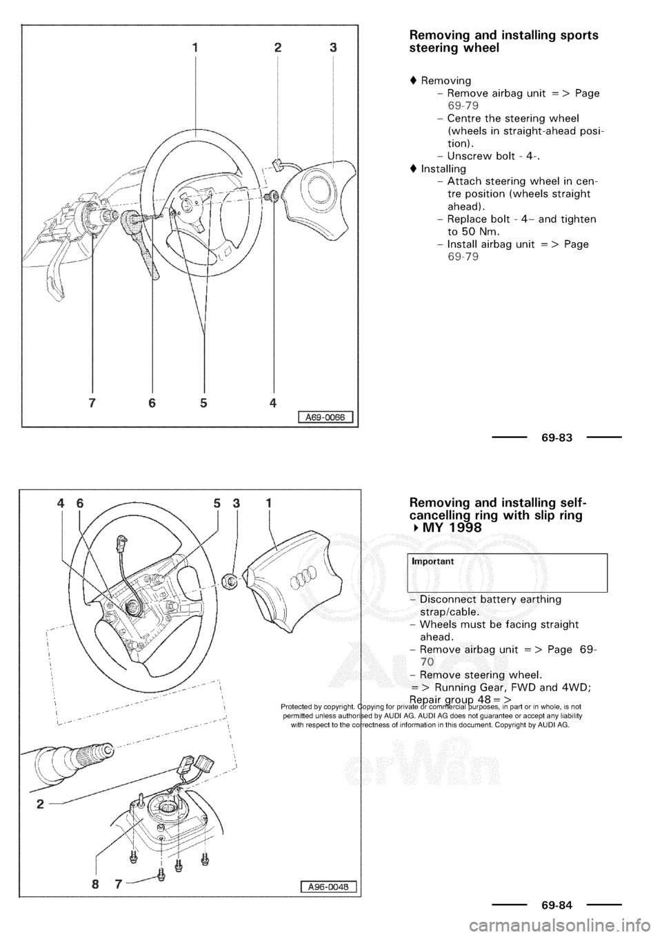 AUDI A3 2001 8L / 1.G General Body Assembly Interior Repair Manual 