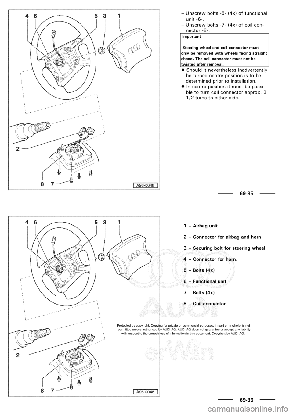 AUDI A3 2000 8L / 1.G General Body Assembly Interior Repair Manual 