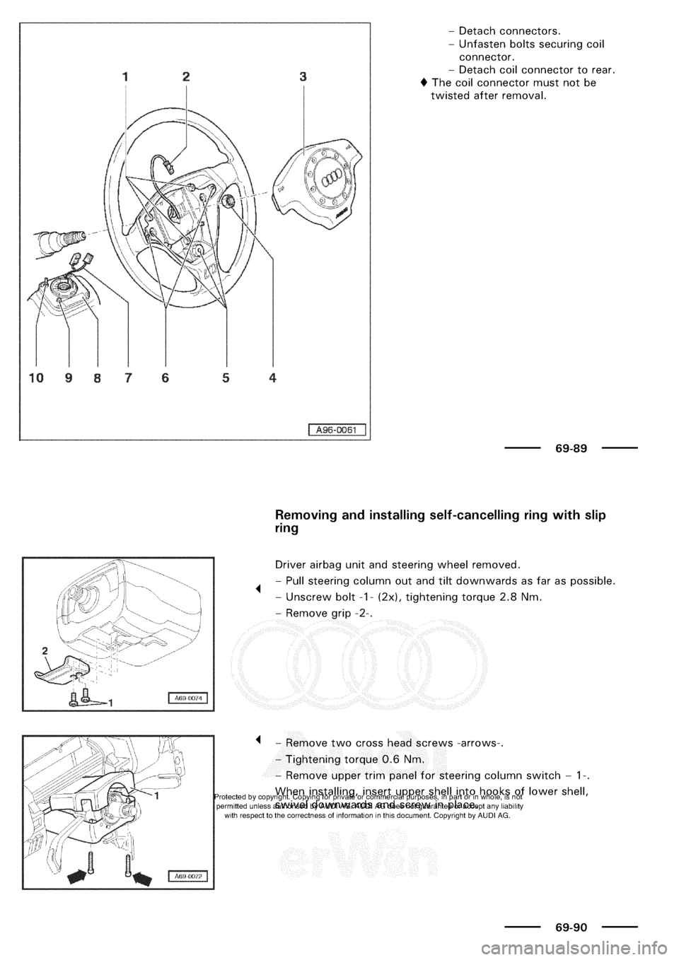 AUDI A3 1997 8L / 1.G General Body Assembly Interior Repair Manual 