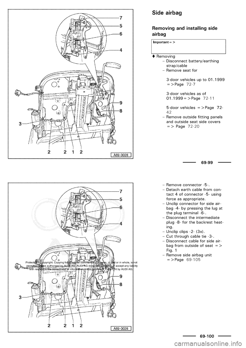 AUDI A3 1999 8L / 1.G General Body Assembly Interior Manual PDF 