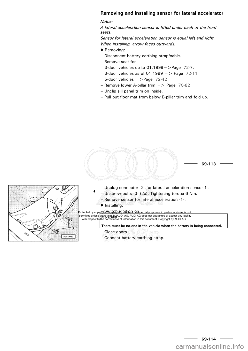 AUDI A3 2003 8L / 1.G General Body Assembly Interior Manual Online 
