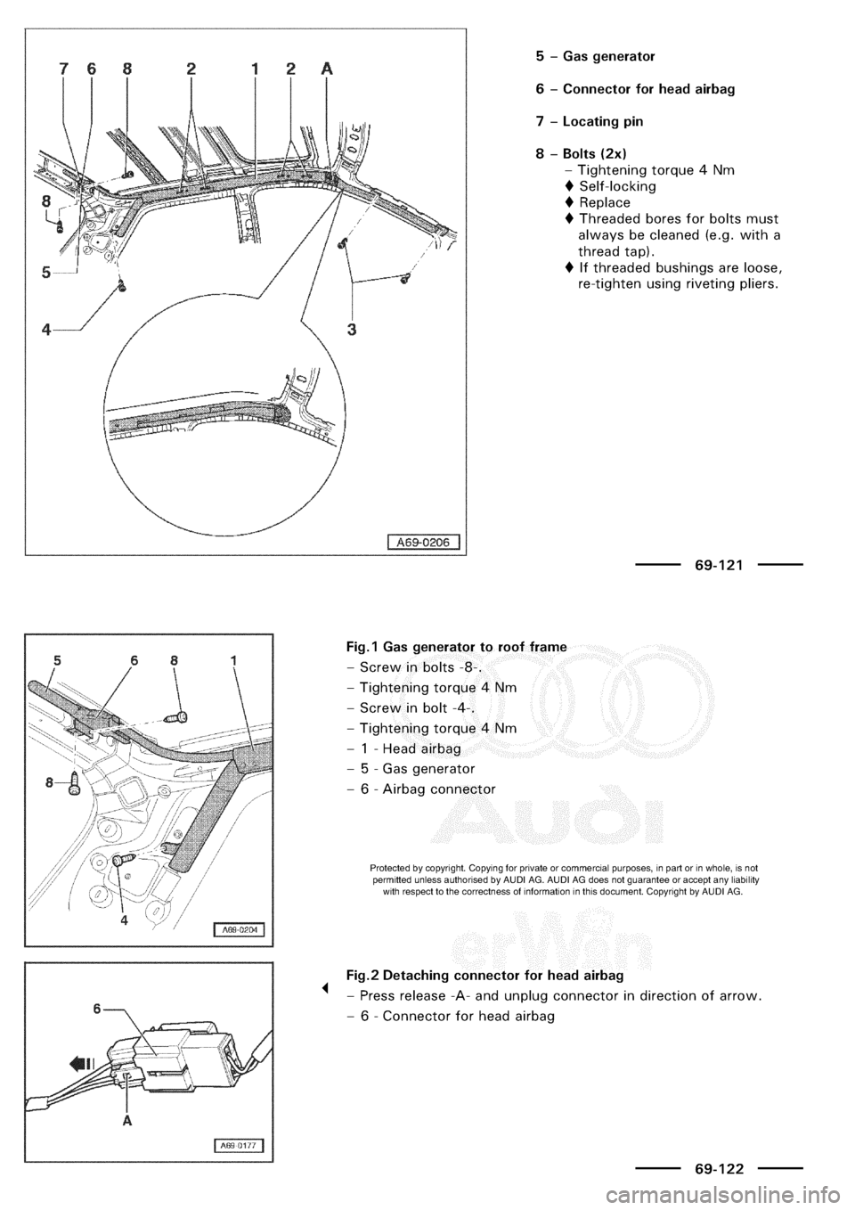 AUDI A3 1997 8L / 1.G General Body Assembly Interior Manual Online 