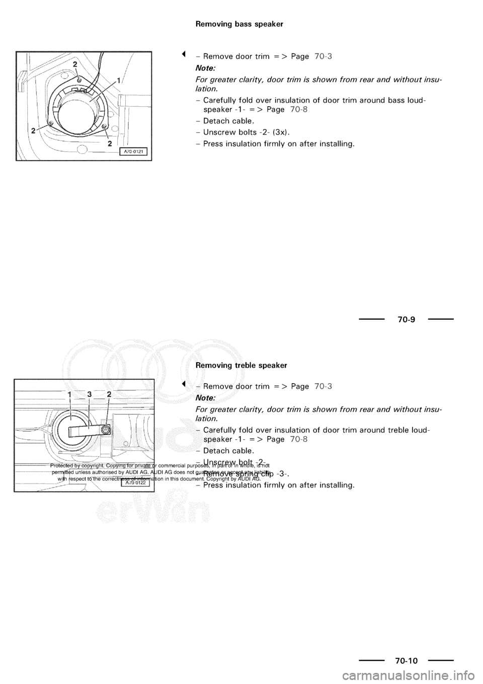 AUDI A3 2000 8L / 1.G General Body Assembly Interior Owners Manual 