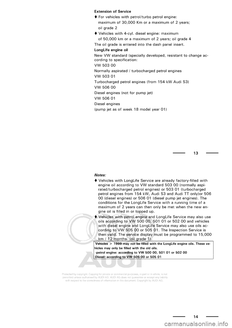 AUDI A3 1998 8L / 1.G Maintenance User Guide 