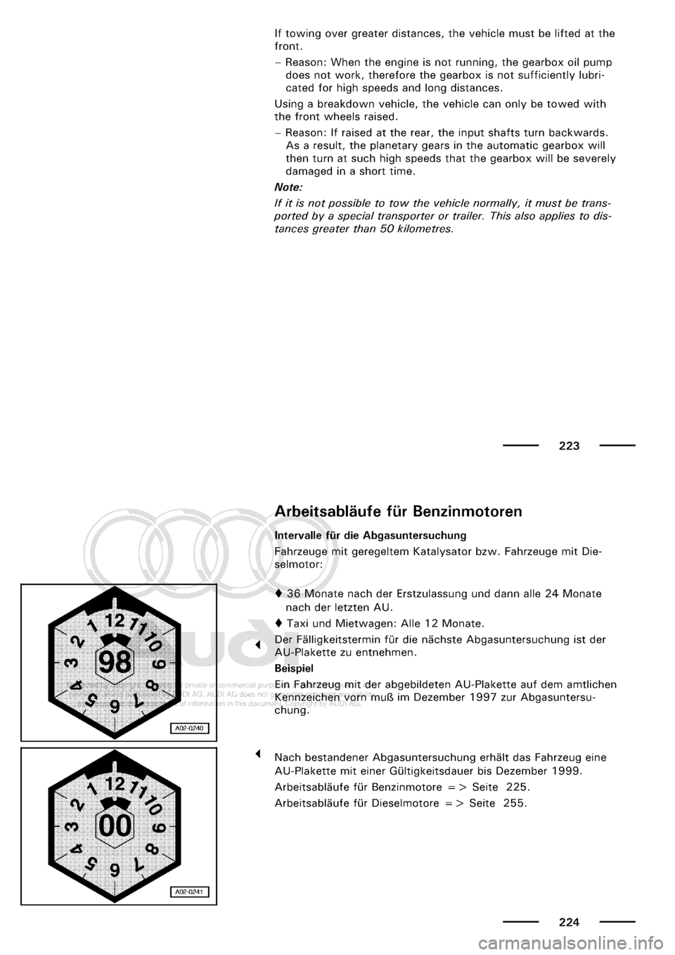 AUDI A3 1997 8L / 1.G Maintenance Workshop Manual 