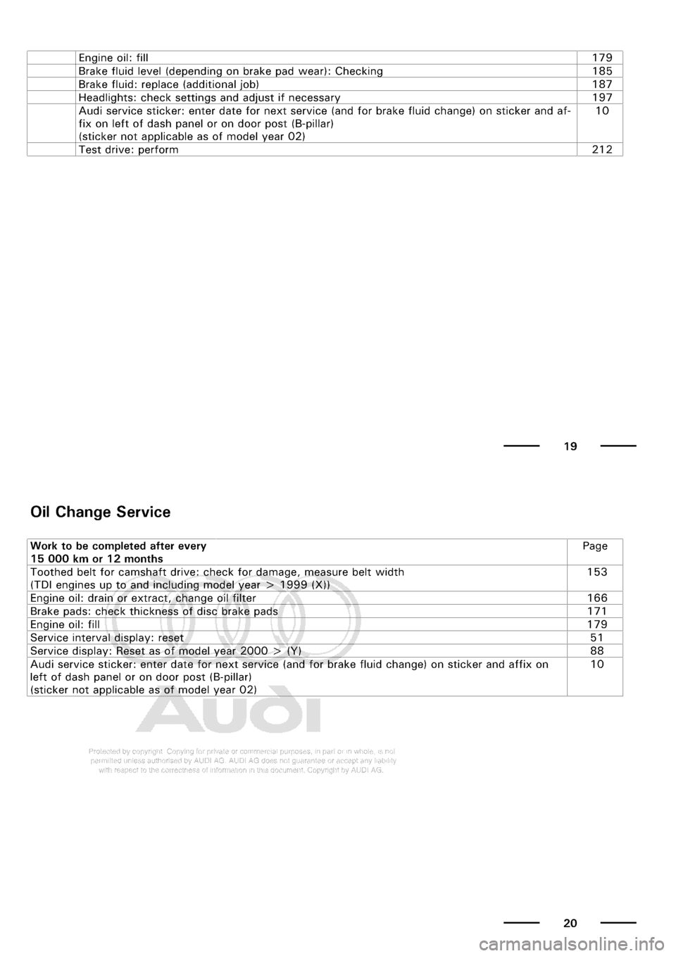 AUDI A3 2002 8L / 1.G Maintenance User Guide 