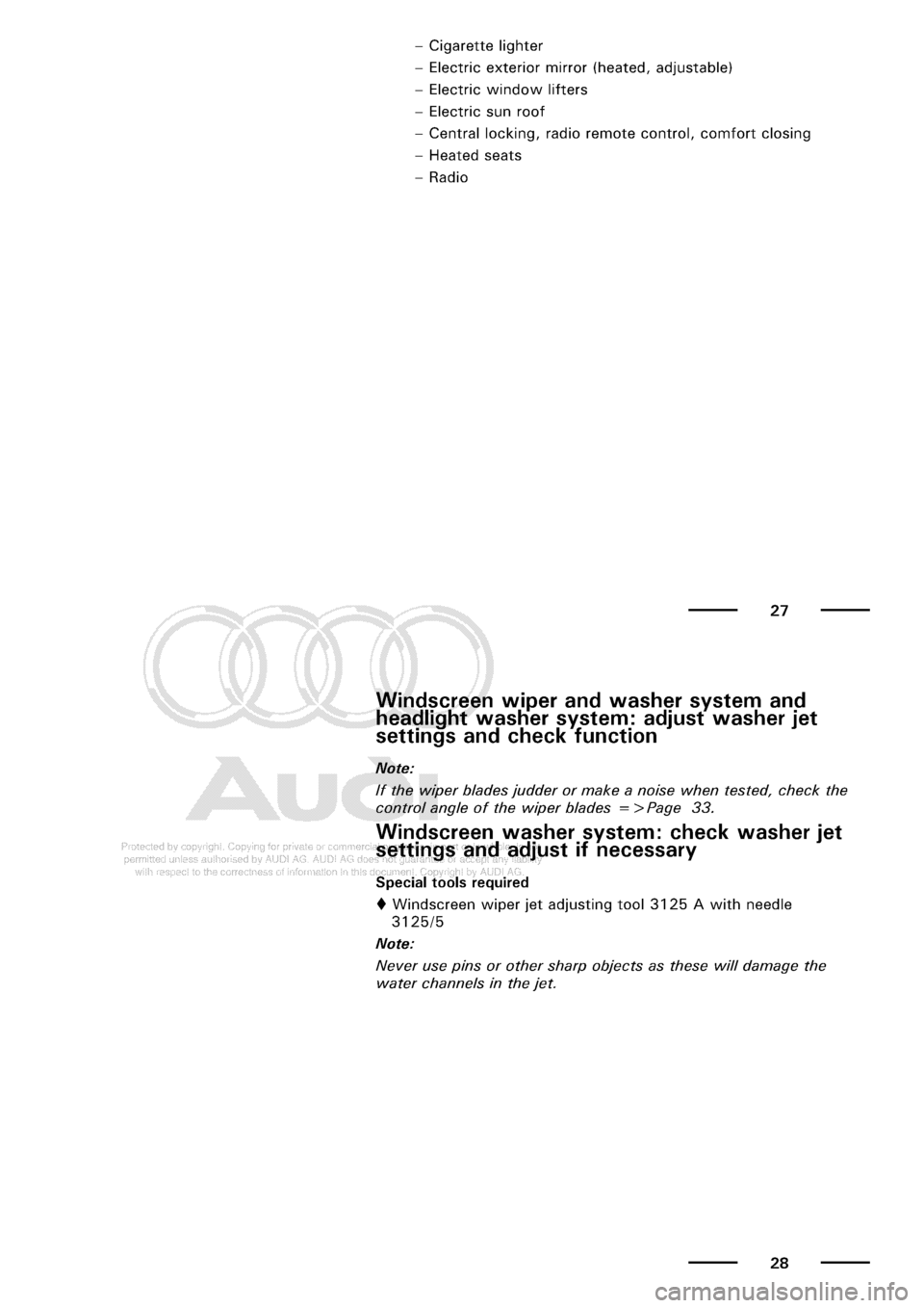 AUDI A3 1997 8L / 1.G Maintenance User Guide 