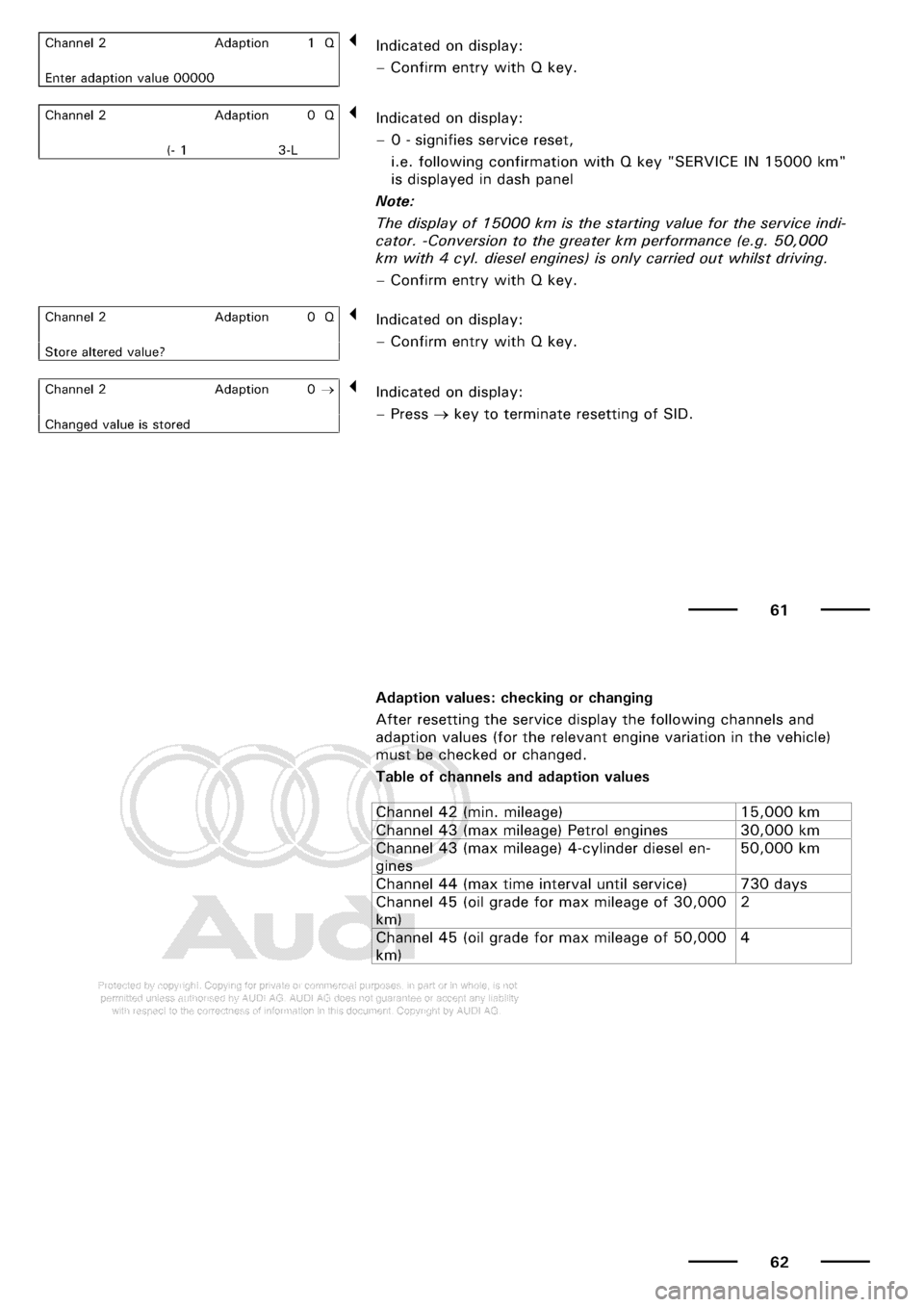 AUDI A3 2002 8L / 1.G Maintenance Owners Guide 