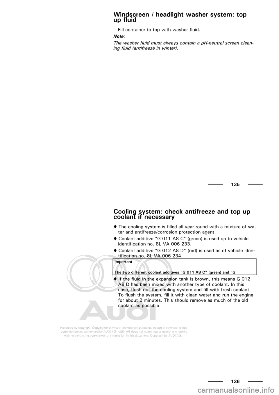 AUDI A3 2003 8L / 1.G Maintenance Manual PDF 