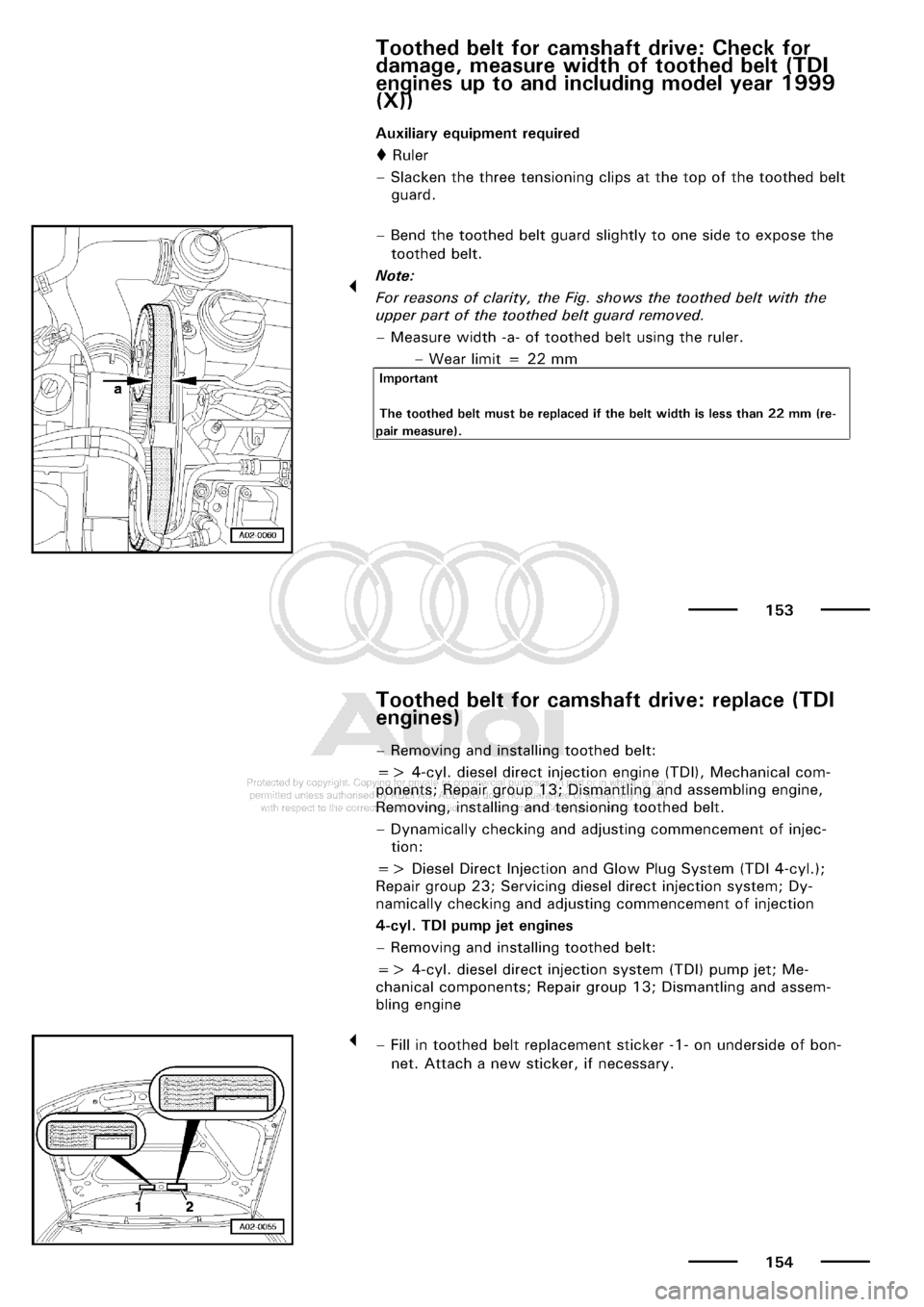 AUDI A3 2002 8L / 1.G Maintenance Manual Online 
