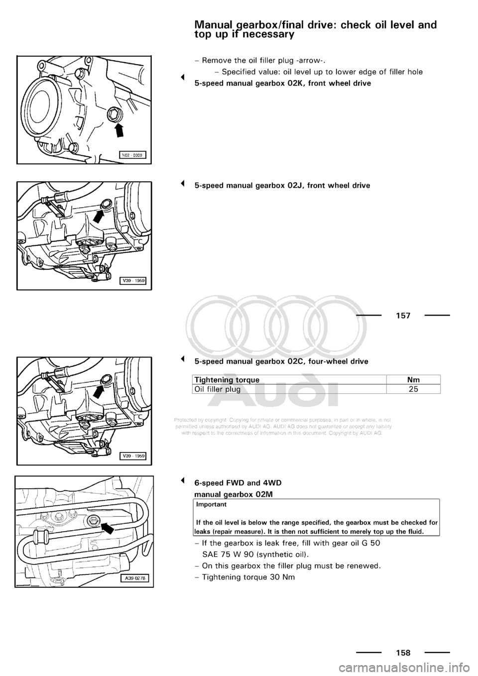 AUDI A3 1999 8L / 1.G Maintenance Manual Online 