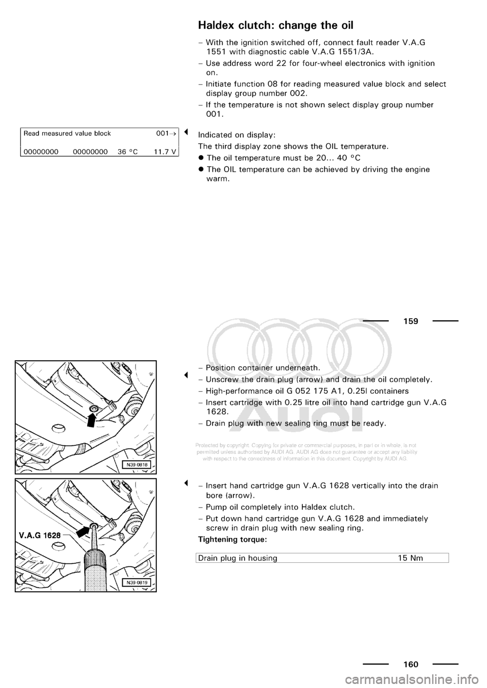 AUDI A3 1998 8L / 1.G Maintenance Manual Online 