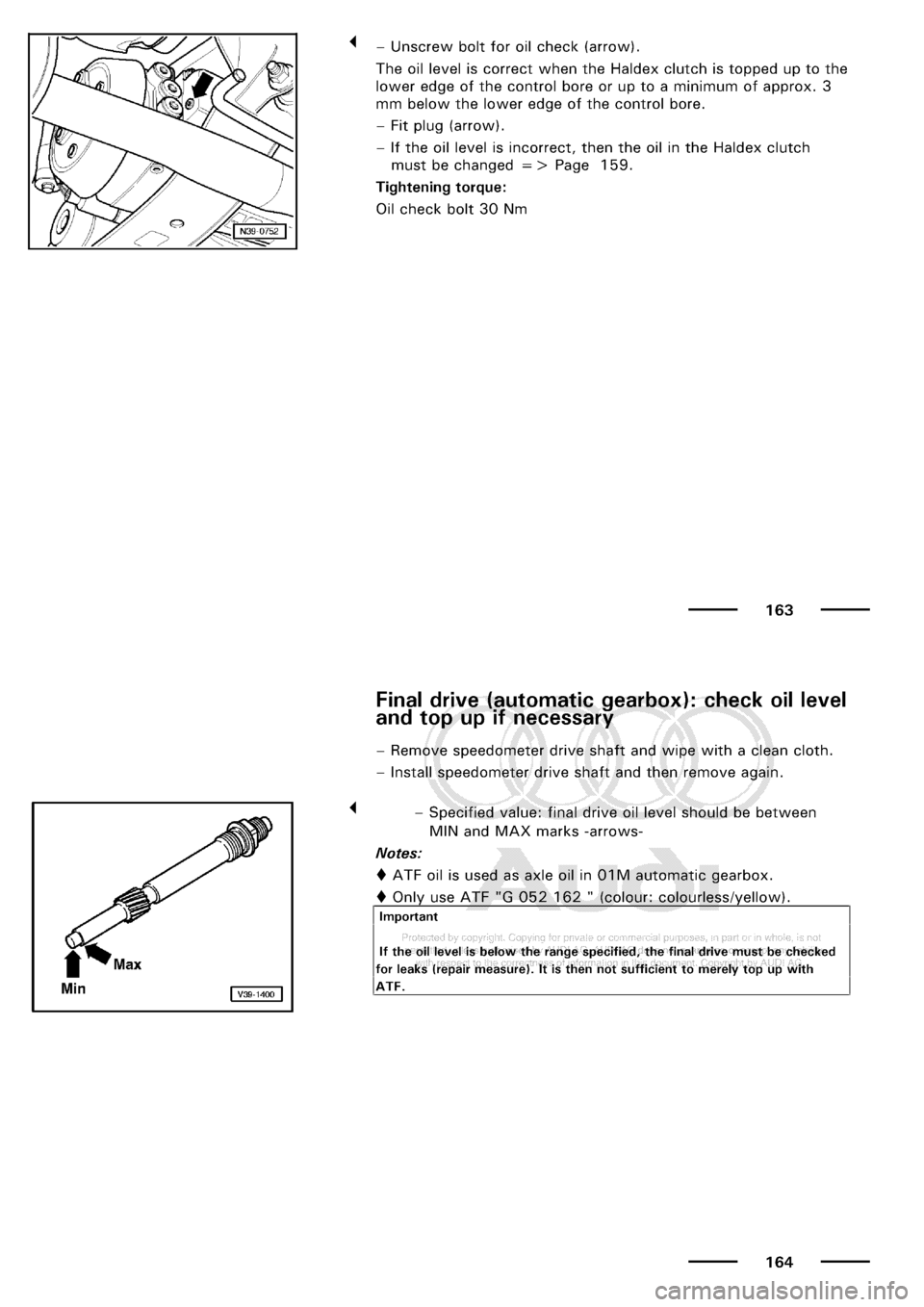 AUDI A3 1997 8L / 1.G Maintenance Manual Online 
