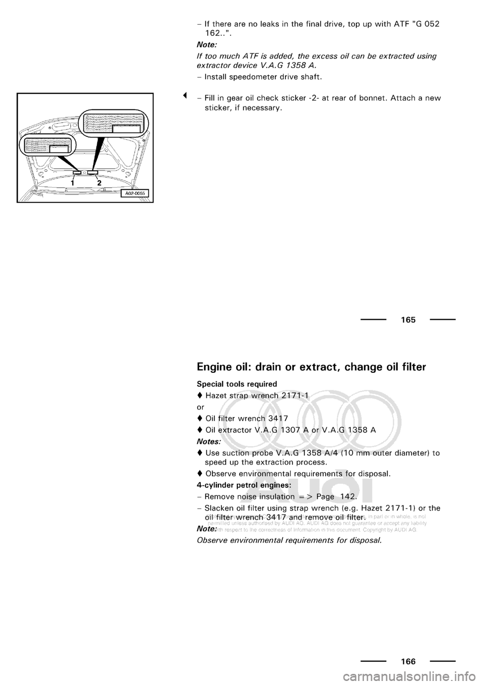 AUDI A3 2001 8L / 1.G Maintenance Manual Online 