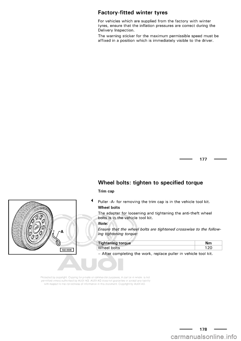 AUDI A3 1998 8L / 1.G Maintenance Owners Manual 