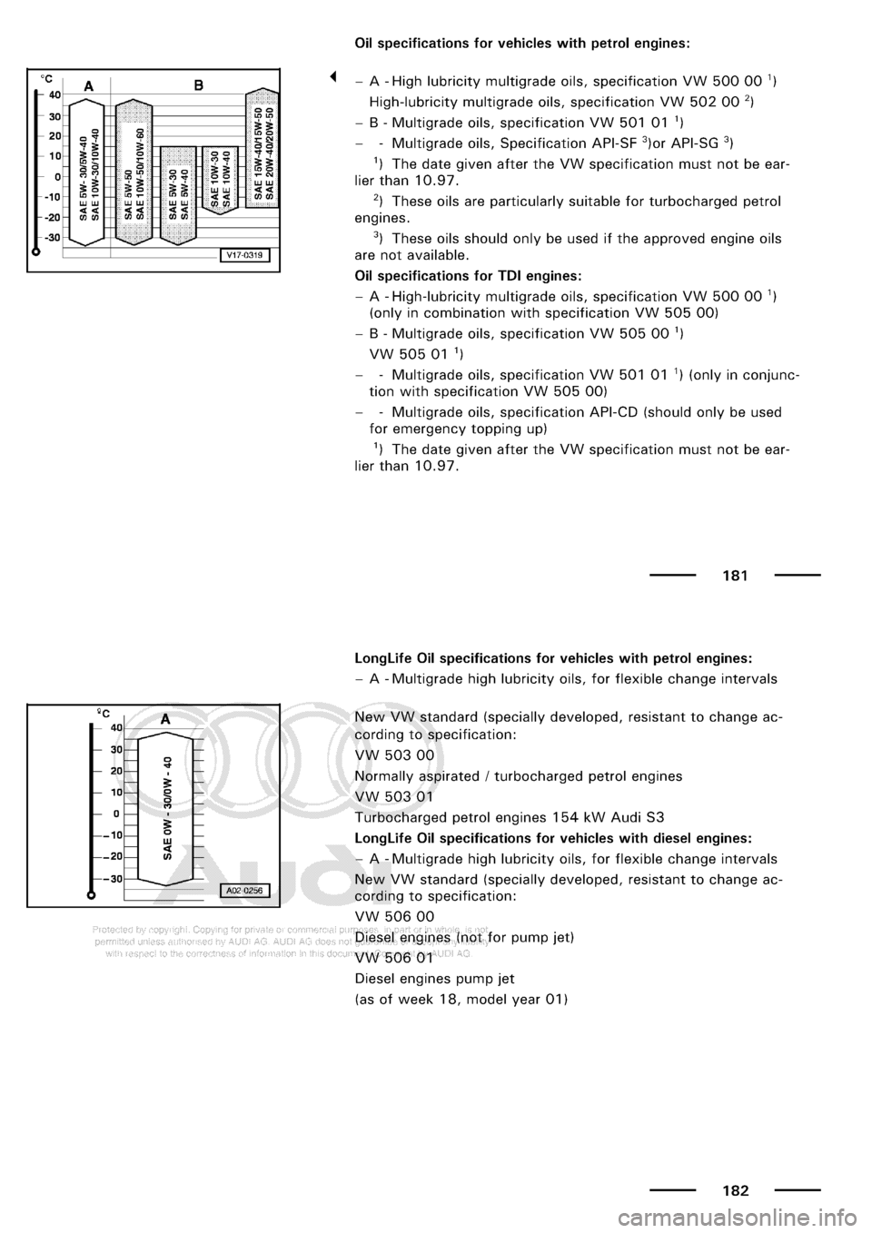 AUDI A3 1997 8L / 1.G Maintenance Owners Manual 