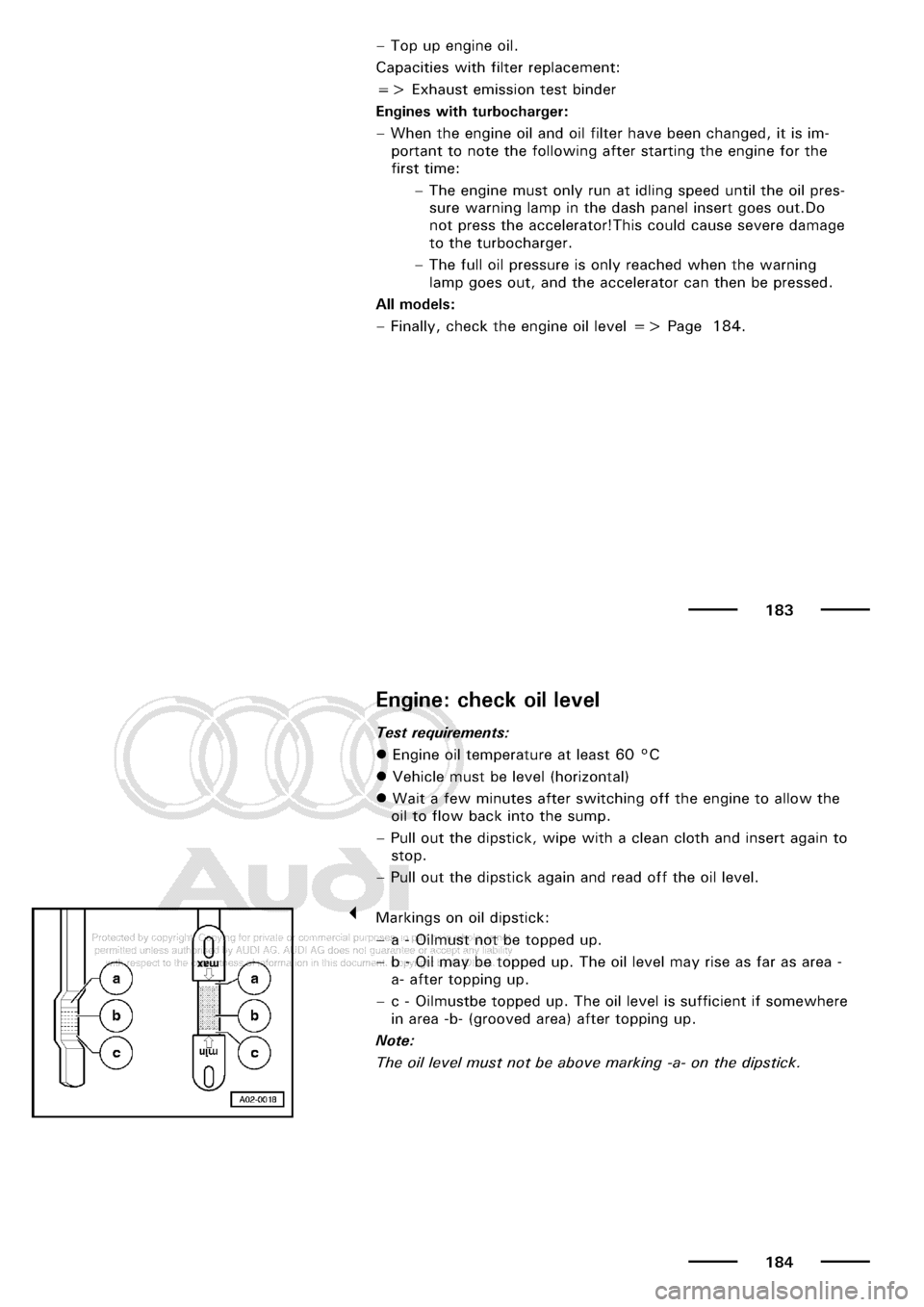 AUDI A3 2002 8L / 1.G Maintenance Owners Manual 