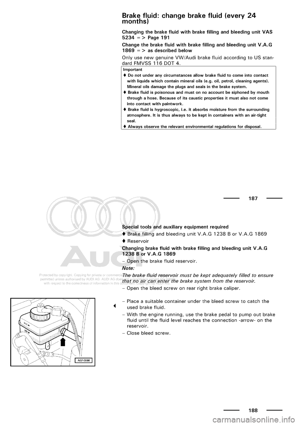 AUDI A3 2003 8L / 1.G Maintenance Owners Manual 