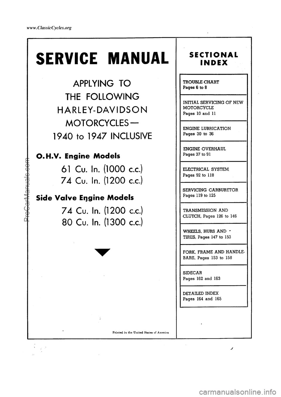 HARLEY-DAVIDSON KNUCKLEHEAD 1940  Service Manual ProCarManuals.com     www.ClassicCycles.org  