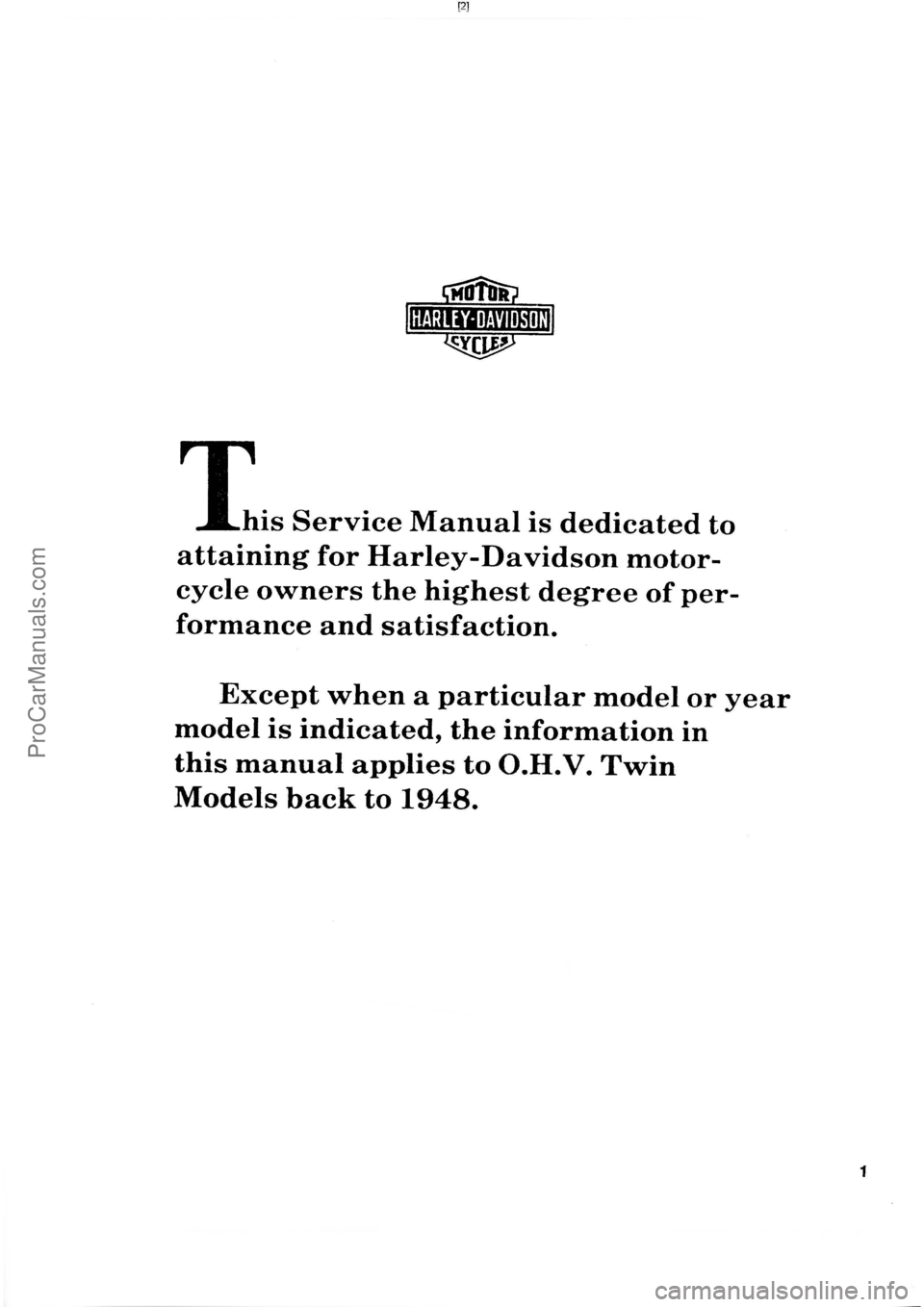 HARLEY-DAVIDSON PANHEAD 1948 Service Manual ProCarManuals.com HARLEY-DAVIDSON PANHEAD 1948 Service Manual ProCarManuals.com