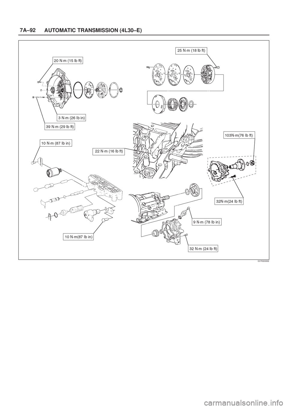 ISUZU AXIOM 2002  Service Repair Manual 7A±92
AUTOMATIC TRANSMISSION (4L30±E)
E07R200002 
