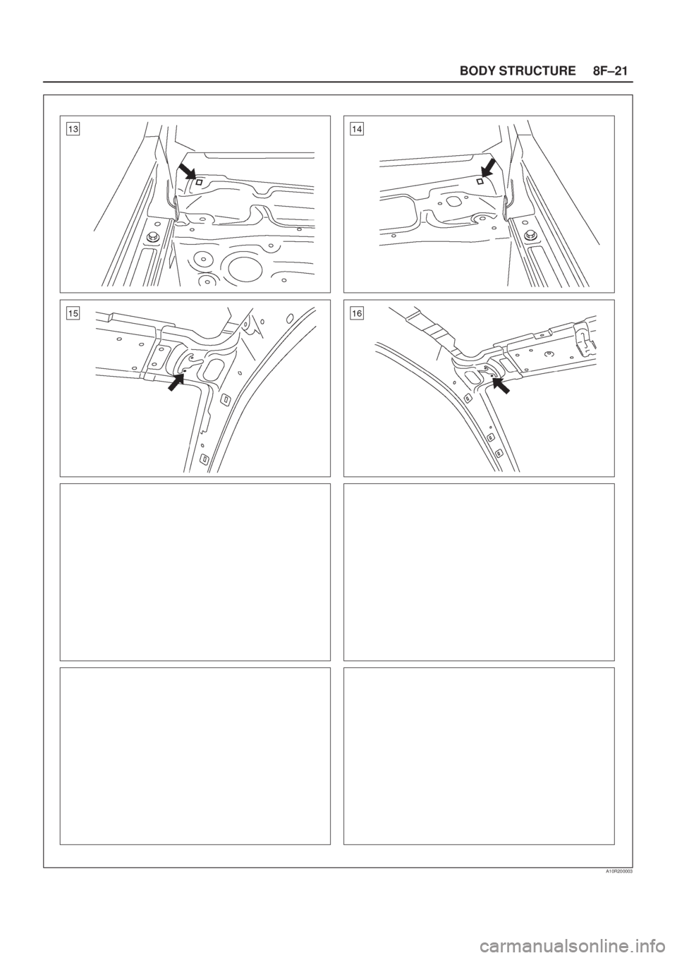 ISUZU AXIOM 2002  Service Repair Manual 8F±21 BODY STRUCTURE
A10R200003 