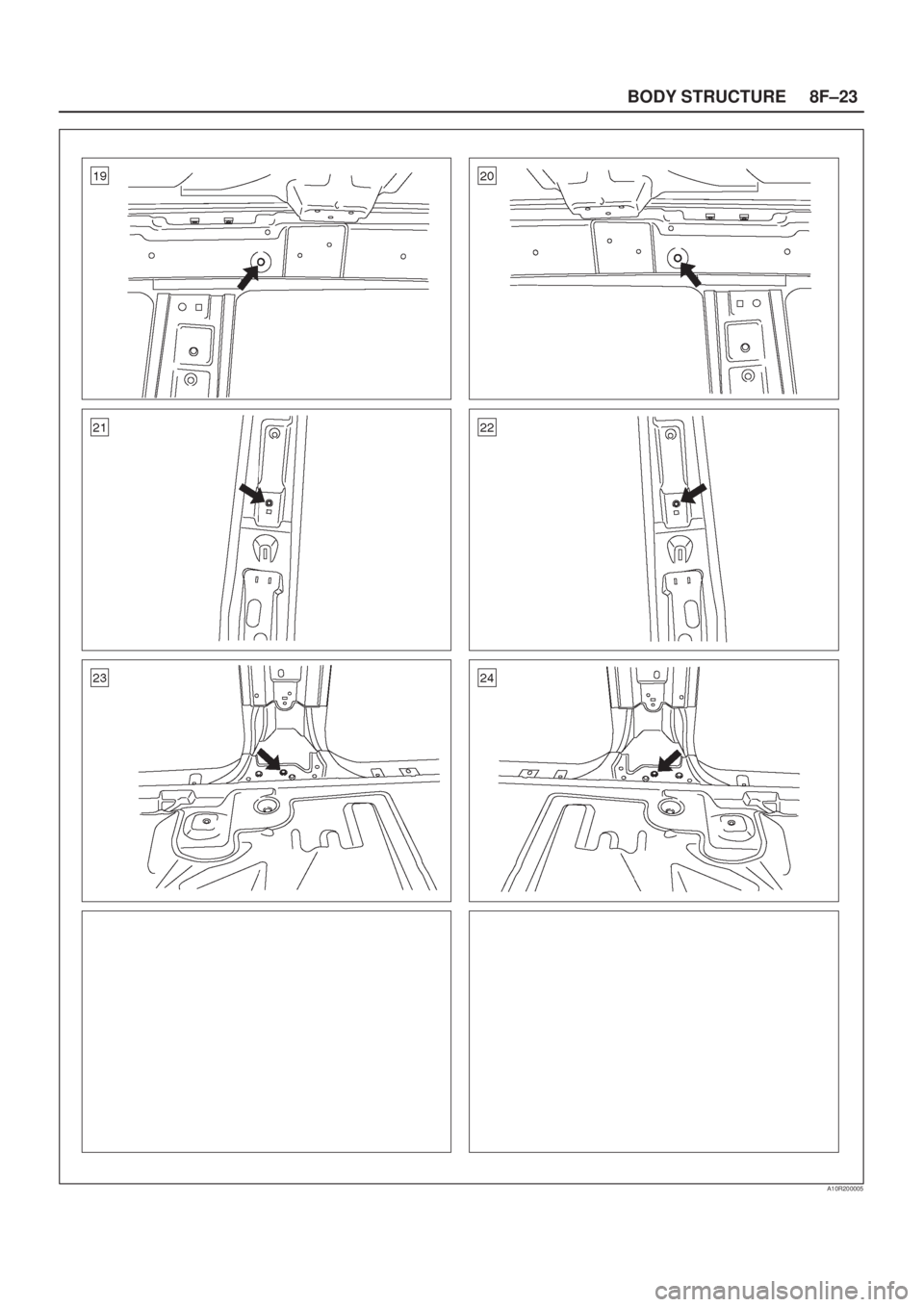 ISUZU AXIOM 2002  Service Repair Manual 8F±23 BODY STRUCTURE
A10R200005 