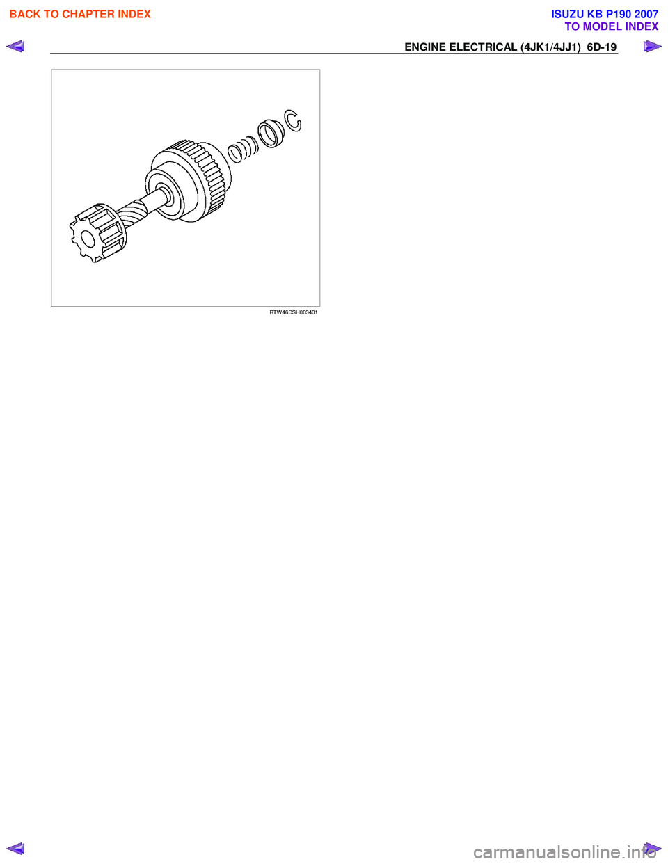 ISUZU KB P190 2007 Workshop Repair Manual ENGINE ELECTRICAL (4JK1/4JJ1) 6D-19
RTW 46DSH003401
BACK TO CHAPTER INDEX
TO MODEL INDEX
ISUZU KB P190 2007 ISUZU KB P190 2007 Workshop Repair Manual ENGINE ELECTRICAL (4JK1/4JJ1) 6D-19
RTW 46DSH003401
BACK TO CHAPTER INDEX
TO MODEL INDEX
ISUZU KB P190 2007